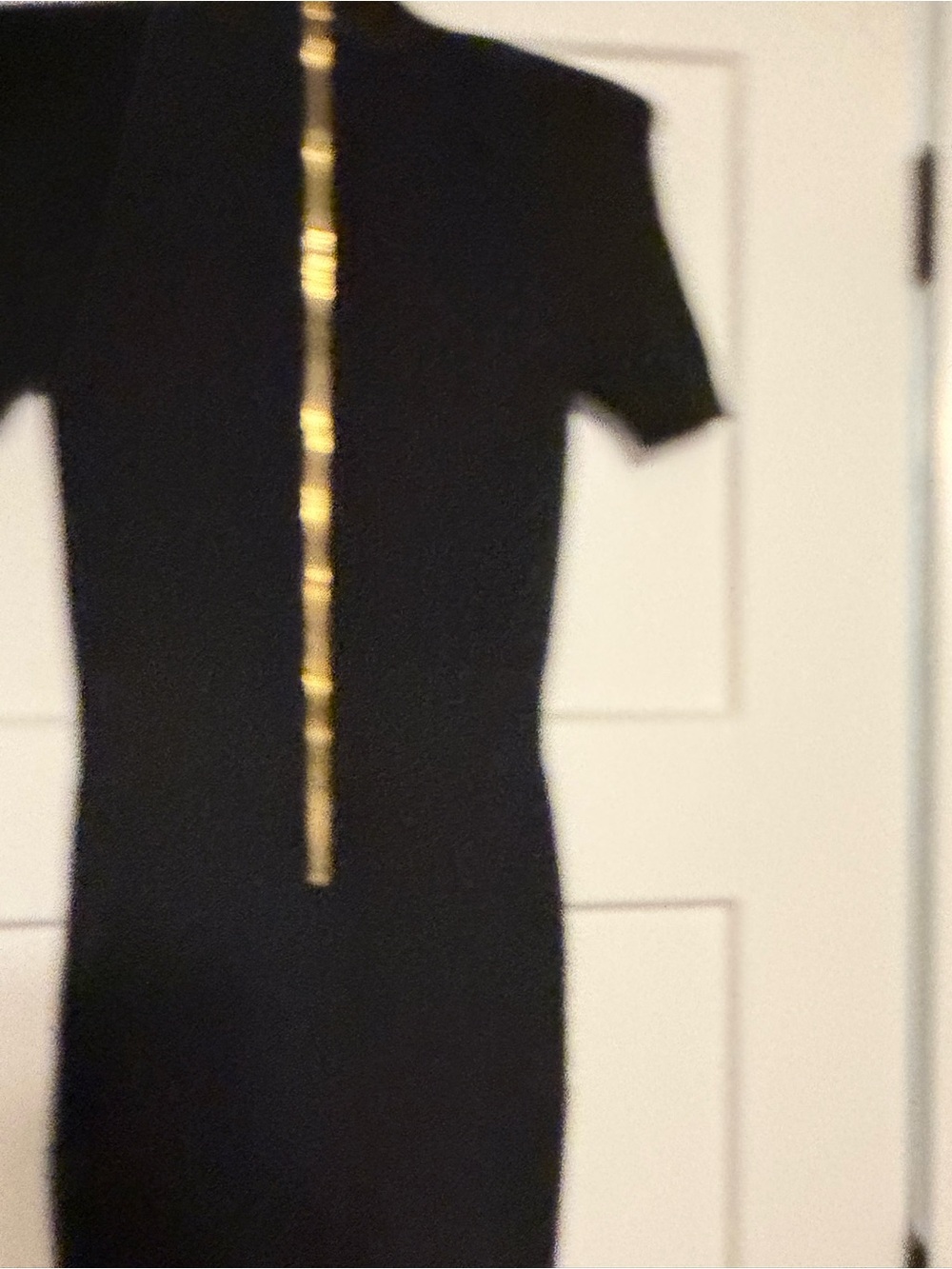 Balmain Black Midi Knit Dress with Gold Shoulder Buttons - Picture 2 of 5